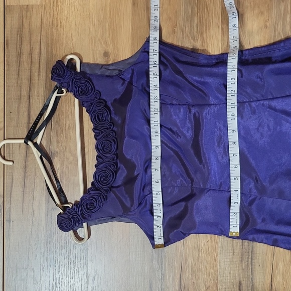 NIKI by NIKI LIVAS Royal Blue Leme' V-Back Rose Detail Maxi Bridesmaid Dress - Picture 11 of 14